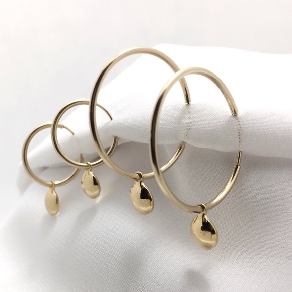 New World Wear Jewelry - Large Gold Hoops with Charms - 18K Gold Filled LG